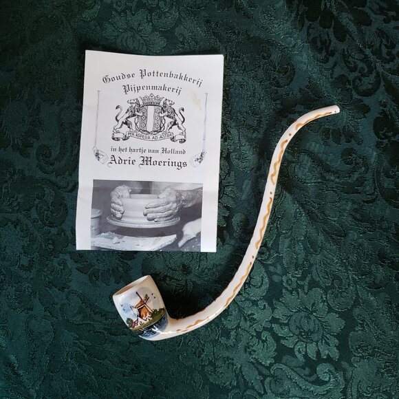 Vintage Hand-Crafted Dutch Pottery Pipe - Picture 1 of 16